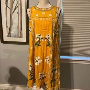 Anthropologie Yellow Floral Midi Dress